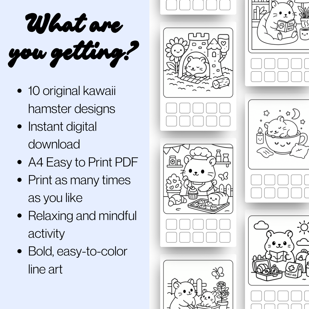 Cute Hamster Coloring Pages | Bold & Easy Coloring Printables